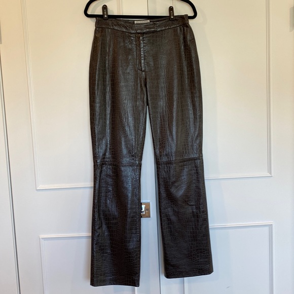 Saks Fifth Avenue Pants - Vintage Saks Fifth Avenue Folio Snake Embossed Leather High Rise Pants Size 8
